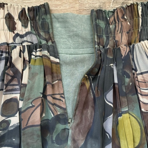 Platinum by Dorothy Schoelen Vintage Art-To-Wear Landscape Pleated Maxi Skirt - Picture 8 of 12